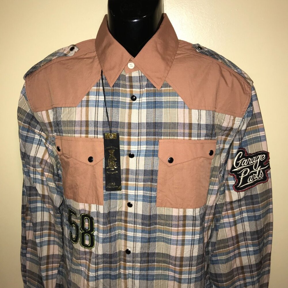 Men's Christian Audigier Pearl Snap Button Long Sleeve Western Shirt -Size: XL - Picture 11 of 16